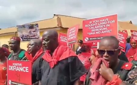 Berekum chiefs and youth protest against rising galamsey in Amomaso